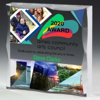 Scalloped Acrylic Paperweight Awards - 4” x 4” x 3/4”